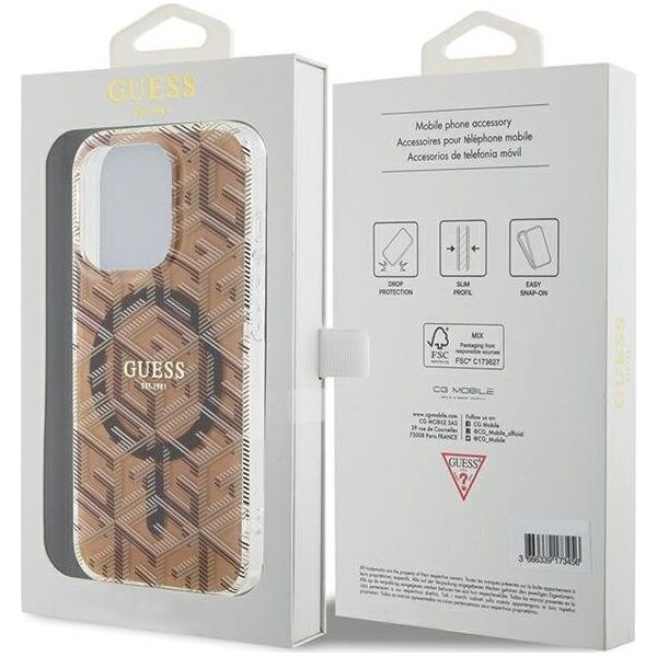 Guess Guess GUHMP15LHGCUSTGW iPhone 15 Pro 6.1" brązowy/brown hardcase IML GCube MagSafe 13300795 3666339222147