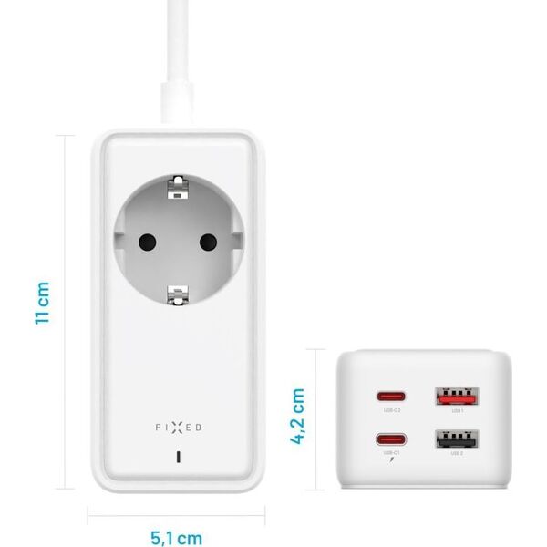 Ładowarka Fixed Listwa ładująca FIXED GaN III - 2xUSB-C/2xUSB, 1,5m, PD 65W, biała - Gwarancja bezpieczeństwa. Proste raty. Bezpłatna wysyłka od 170 zł. 13302844 8591680157372