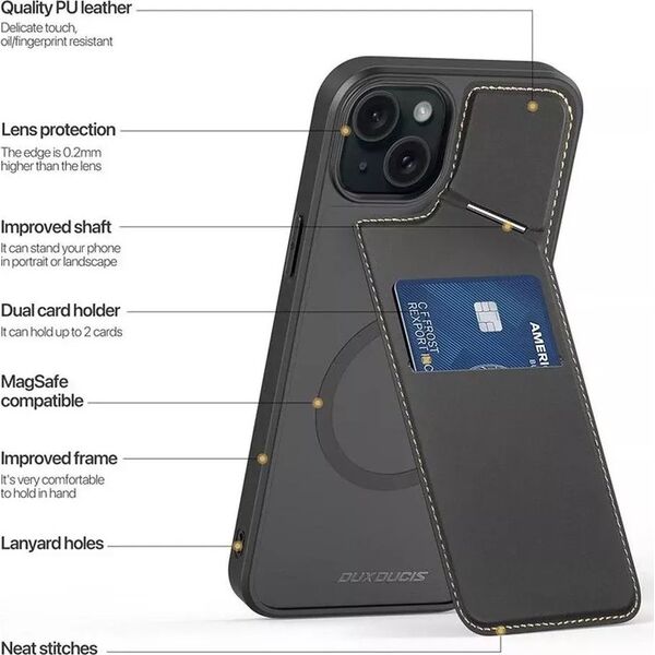 Dux Ducis Etui DUX DUCIS Rafi II Mag - etui back cover z podstawką kompatybilne z MagSafe do iPhone 15 13305050 6934913021378