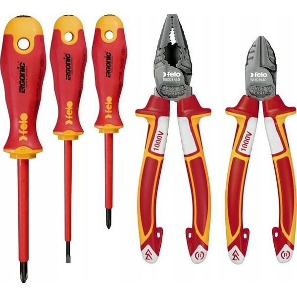 Zestaw narzędzi Felo Zestaw 3 wkrętaków FELO - ERGONIC VDE  4,0/PH1/PH2 + obcinaczki boczne VDE 160 / kombinerki VDE 180 + magnetyzer 13306235 4007157656759