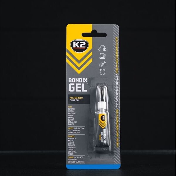Wkłady klejowe K2 K2 KLEJ 15 SEKUNDOWY DO PLASTIKU DREWNA GUMY BONDIX GEL 3G 13307431 5906534021212