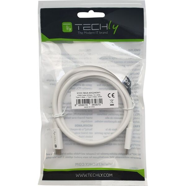 Kabel USB Techly USB-C - USB-C 1 m Biały (ICOC-MU4-40G240W1) 13308001 8059018365870