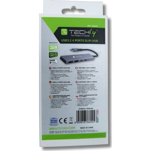 HUB USB Techly Techly Hub USB 4p. 2USB 3.2-2USB-C 13308016 8059018366945