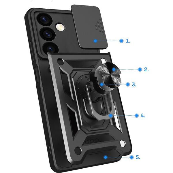 Hurtel Etui z osłoną na aparat do Samsung Galaxy S24 Hybrid Armor Camshield czarne Etui z osłoną na aparat do Samsung Galaxy S24 Hybrid Armor Camshield czarne 13319815 9145576285060
