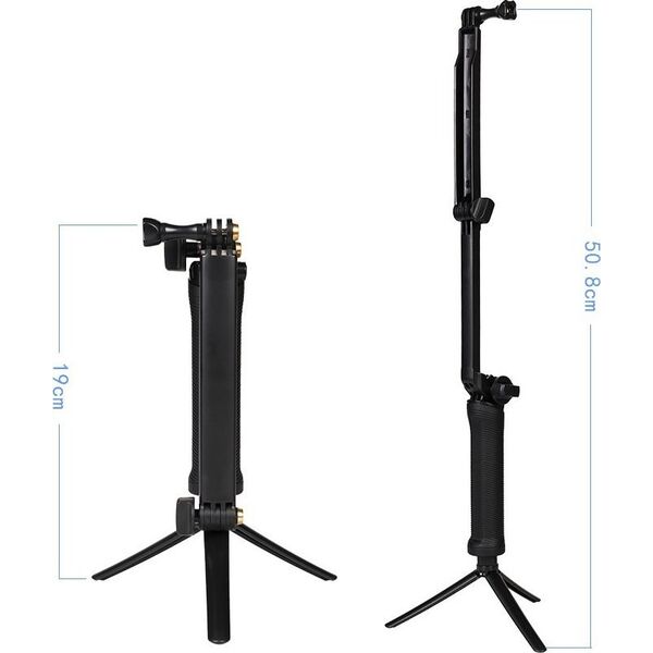 Hurtel 3w1 Uchwyt kijek Selfie stick statyw monopod do kamery GoPro 3w1 Uchwyt kijek Selfie stick statyw monopod do kamery GoPro 13321204 9145576282717