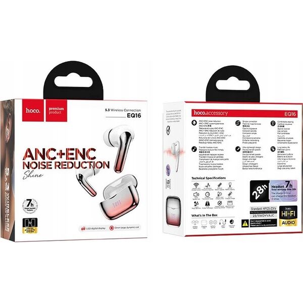 Słuchawki Hoco HOCO słuchawki bezprzewodowe bluetooth TWS ANC+ENC EQ16 niebieskie 13331789 6942007619127