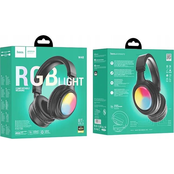 Słuchawki Hoco HOCO słuchawki bezprzewodowe bluetooth nagłowne W48 czarne 13331796 6942007618816