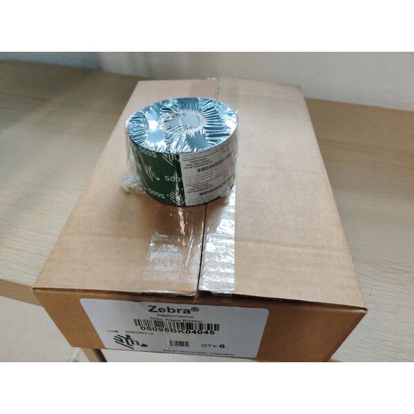 Zebra Resin Ribbon, 40mmx450m (1.57inx1476ft), 5095| High Performance, 25mm (1in) core, 6/box 13332861 8596375001299