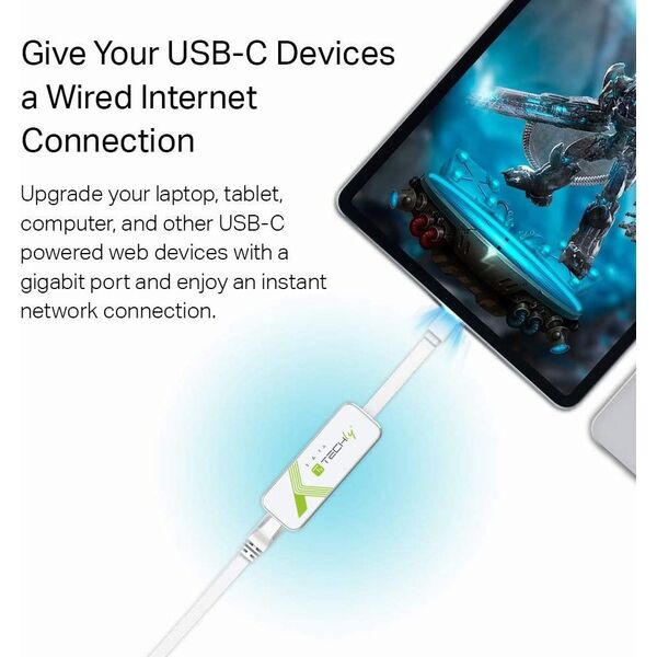 Techly Techly USB 3.1 Typ C RJ45 10/100/1000 Adapter, weiß 13333619 8051128109757