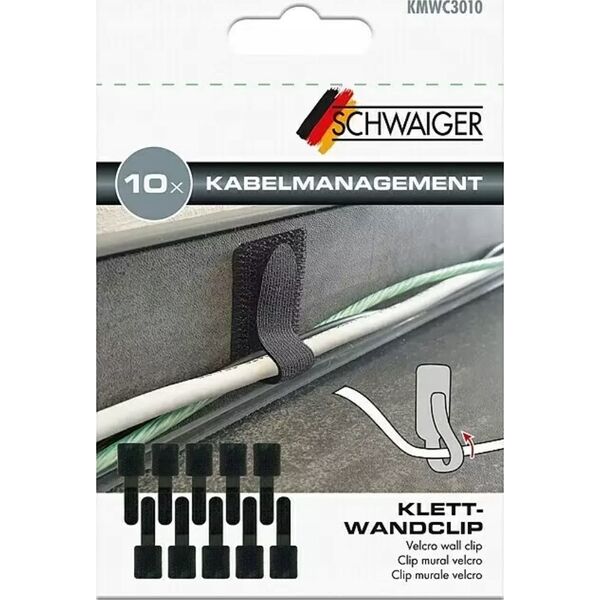 Schwaiger Schwaiger Klett-Wandclip 90x12x2mm schwarz 10Stück 13333760 4004005037456