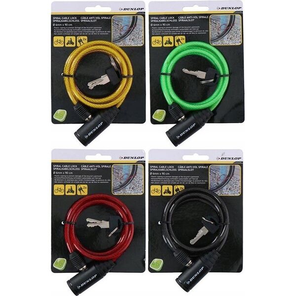 Dunlop Dunlop - Zapięcie do roweru spiralne na klucz 90 cm (Zielony) 13335079 5904501203241