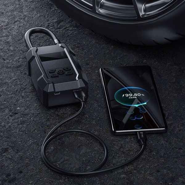 Kompresor samochodowy Wekome WEKOME Pi801 - Przenośna elektryczna pompka samochodowa + Power Bank 2000 mAh (Czarny) 13335860 6941027644768
