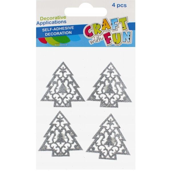 Craft with Fun OZDOBA BN NAKLEJKI CHOINKA BROK SREB 4SZT 12/144 13336627 5904335884289
