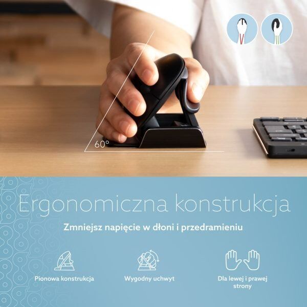 Mysz R-GO Tools R-Go Maus Twister ergonomisch beidhändig USB u. Bluetooth sw 13338532 8719274491927