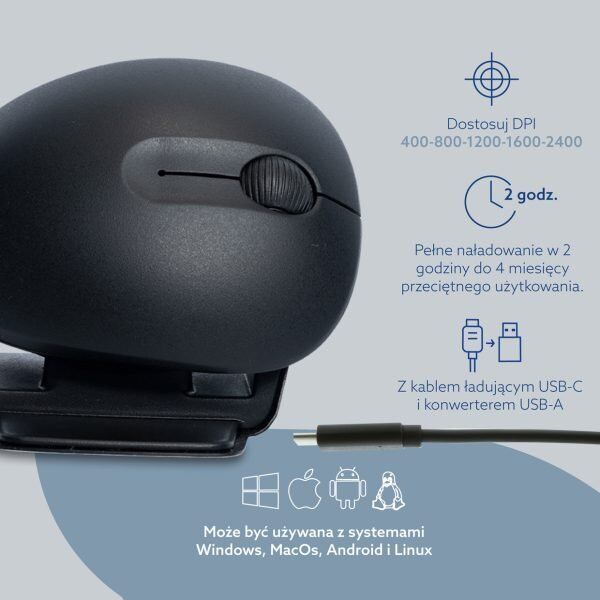 Mysz R-GO Tools R-Go Maus Twister ergonomisch beidhändig USB u. Bluetooth sw 13338532 8719274491927