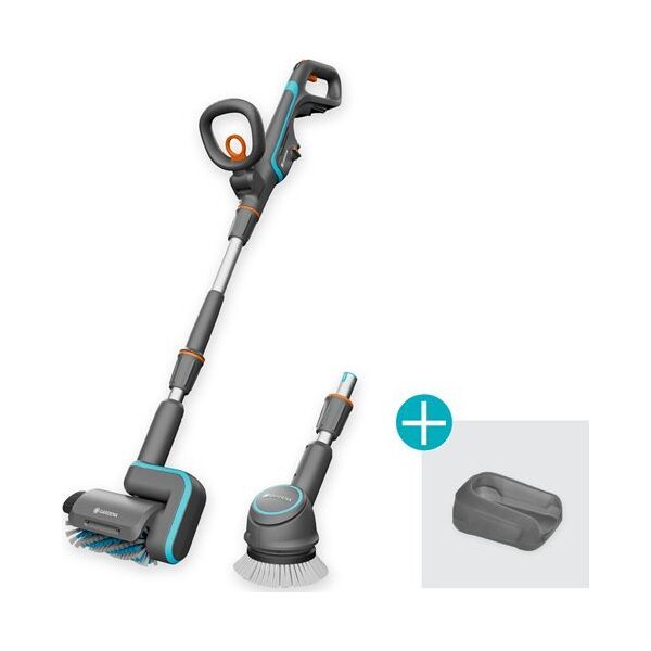 Gardena GARDENA cordless multi-cleaner AquaBrush Universal 18V P4A solo, hard floor cleaner (grey/turquoise, without battery and charger, POWER FOR ALL ALLIANCE) 13339563 4066407502765