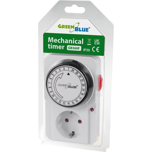 GreenBlue Włącznik czasowy - timer mechaniczny GreenBlue, 48 programów, max. obciążenie 16A, IP20, GB360 F 13341480 5902211133858
