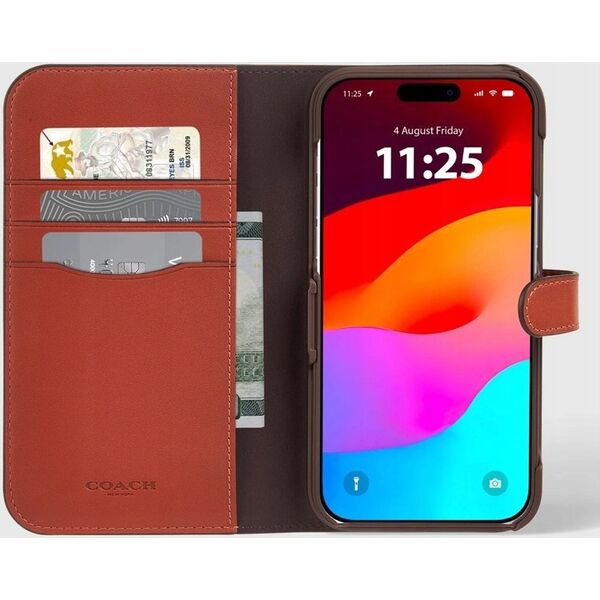 Coach Coach Folio Signature C Case - Etui 2w1 z klapką iPhone 15 Pro (Tan) 13341954 840171734034
