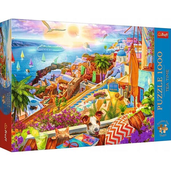 Trefl Puzzle 1000 elementów Premium Plus Quality Z wizytą na Santorini 13400549 5900511108422