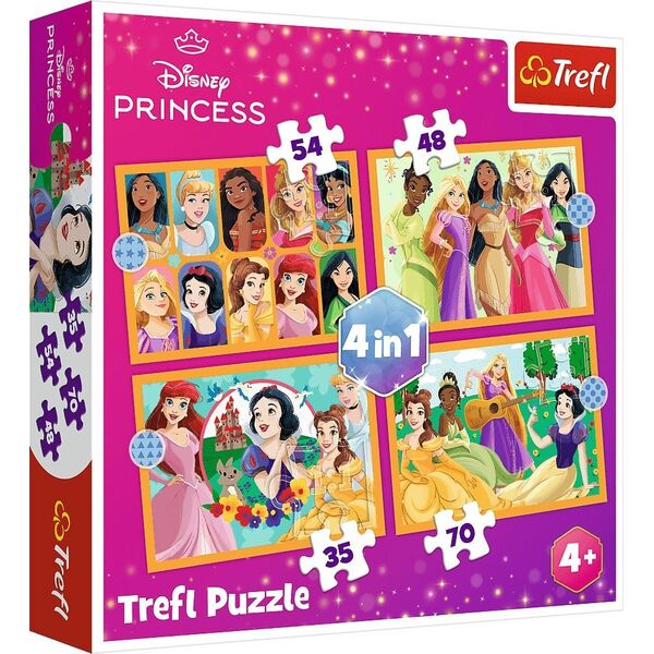 Trefl Puzzle 4w1 Bajkowe historie Księżniczki 13400566 5900511346510