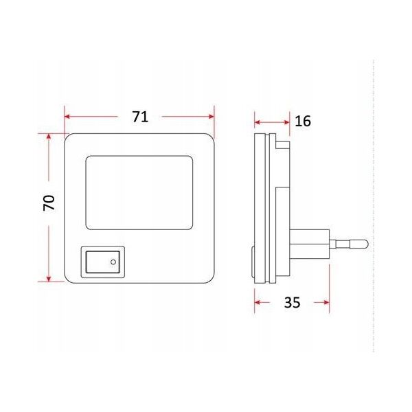 Lampka wtykowa do gniazdka Rum-Lux Lampka kwadrat LED biała LN-03 LED 13401412 5905003006279