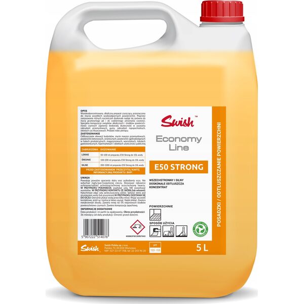 Swish SWISH E50 STRONG - Skoncentrowany środek czyszczący do mycia i odtłuszczania powierzchni, 5 l 13428945 5907222514078