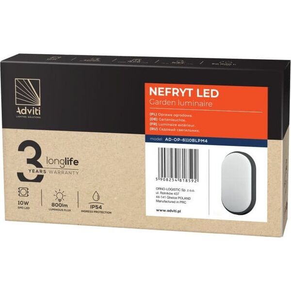 Lampa sufitowa Orno Plafoniera LED NEFRYT LED 10W 4000K IP54 czarna OR-OP-6110BLPM4 13433405 5908254818592