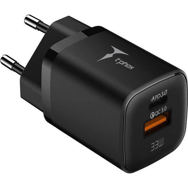 Ładowarka T-Phox ŁAD SIEC T-PHOX HANDY SERIES 33W T-PP08 USB/USB-C BLACK 13439639 6974670441033