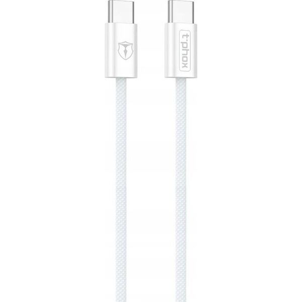 Kabel USB T-Phox KABEL T-PHOX CC15 SERIES USB-C/USB-C 60W 3A 1M WHITE 13442846 6974670443136