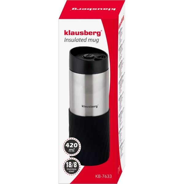 Klausberg KUBEK TERMICZNY 400ML STAL NIERDZEWNA 18/8 KLAUSBERG CZARNY KB-7633 13452328 5908287276338