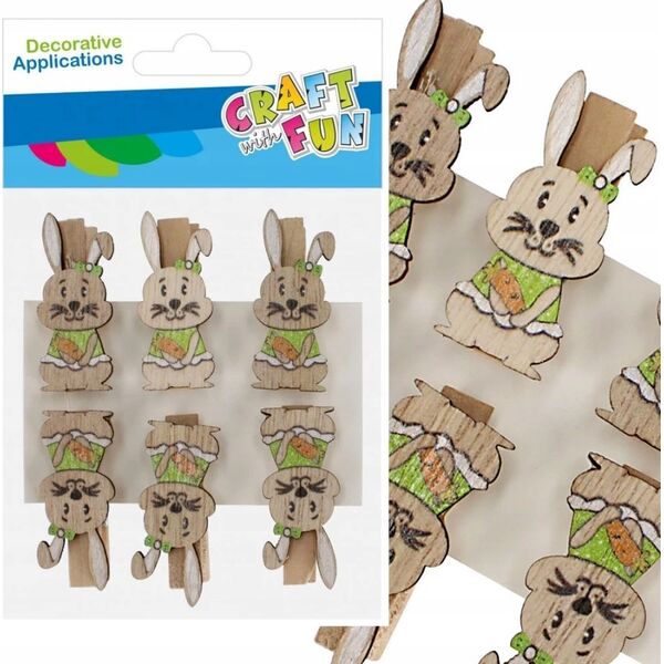 Craft with Fun OZDOBA DEK DREW SPINACZ ZAJACZ 6SZT CF 12/144 13455794 5905523621471