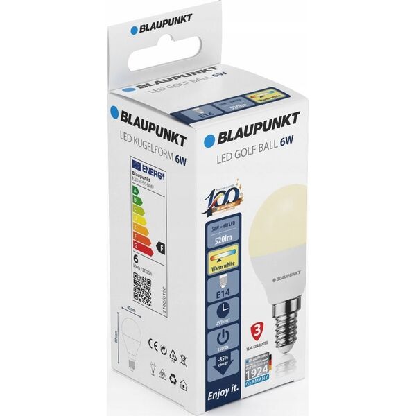 Blaupunkt Żarówka Blaupunkt LED E14 Ball 6W WW 13456545 5907622677656