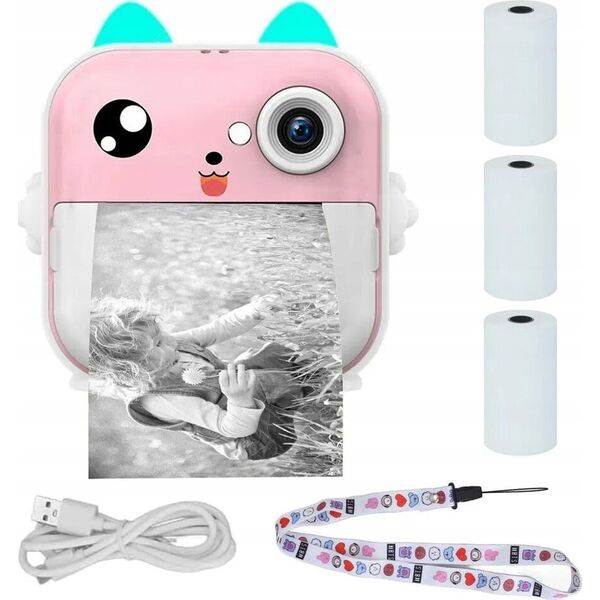 Drukarka etykiet ExtraLink EXTRALINK EPP-003 PORTABLE MINI PRINTER PINK WITH CAMERA, LCD DISPLAY 13462857 5906168634277