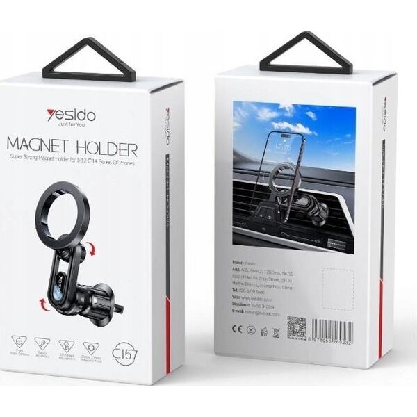Yesido yesido Magnet. Uchwyt Samochodowy C157 do Kratki, MagSafe, BLACK / CZARNY 13463324 6971050269232