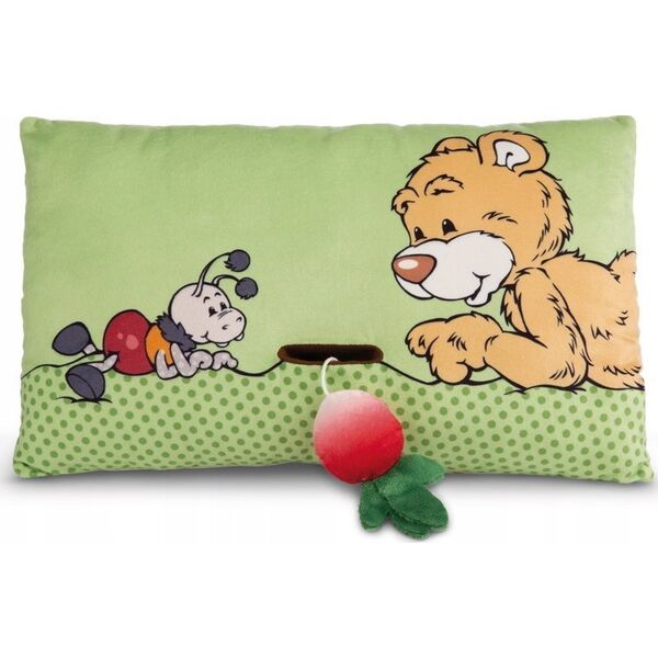 NICI NICI 49449 Maskotka poduszka Miś Mielo z rzodkiewką 2D 43x25cm GREEN 13466372 4012390494495