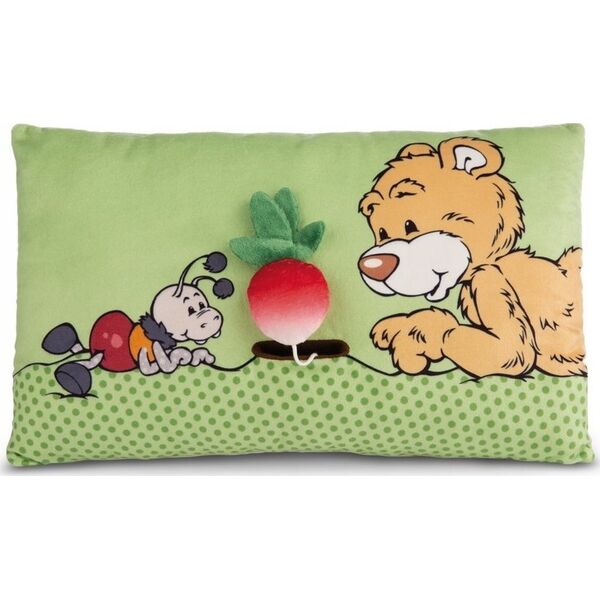 NICI NICI 49449 Maskotka poduszka Miś Mielo z rzodkiewką 2D 43x25cm GREEN 13466372 4012390494495