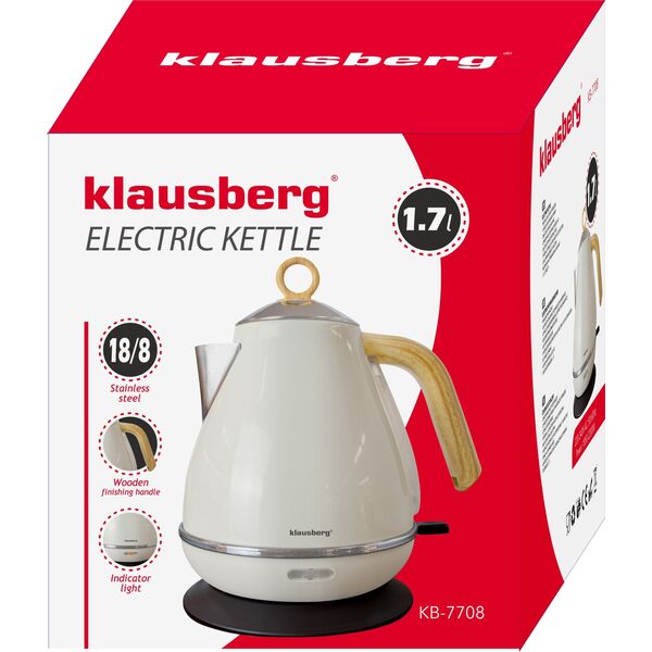 Klausberg CZAJNIK ELEKTRYCZNY ZE STALI NIERDZEWNEJ 1.7L BIAŁY KLAUSBERG KB-7708 13472610 5908287277083