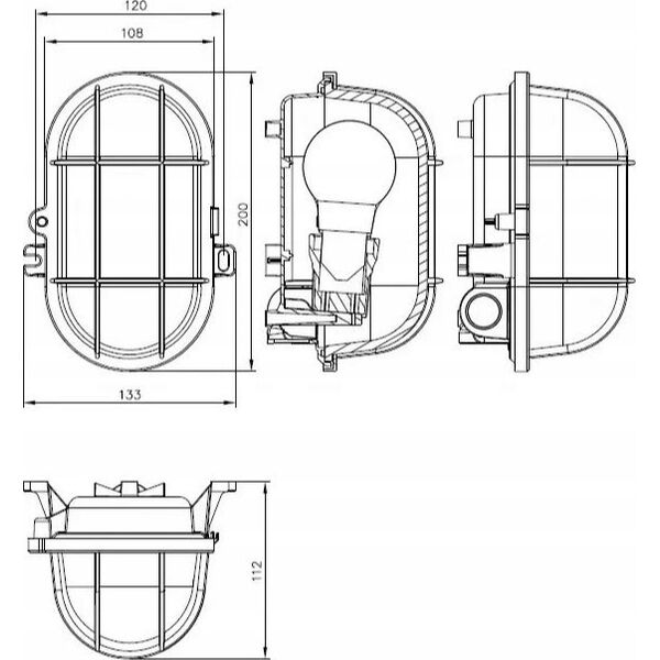 Lampa sufitowa Pawbol Oprawa kanałowa Pawbol Owal100 D.3155 100W E27 IP44 biała 13476540 5905793081692
