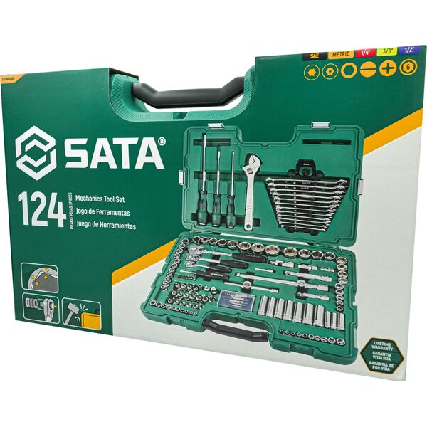 Zestaw narzędzi SATA SATA ZESTAW KLUCZY  124el  1/4"  3/8" 1/2"WALIZKA 13476672 7891645082369