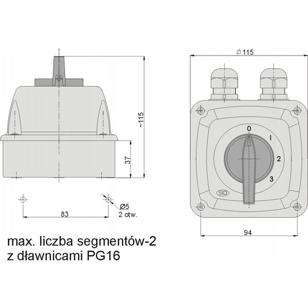 DZIEW Wyłącznik Elektromet Łuk 16-63 Grzejnikowy 0-1-2-3 IP65 921669 13476784 5906197485451