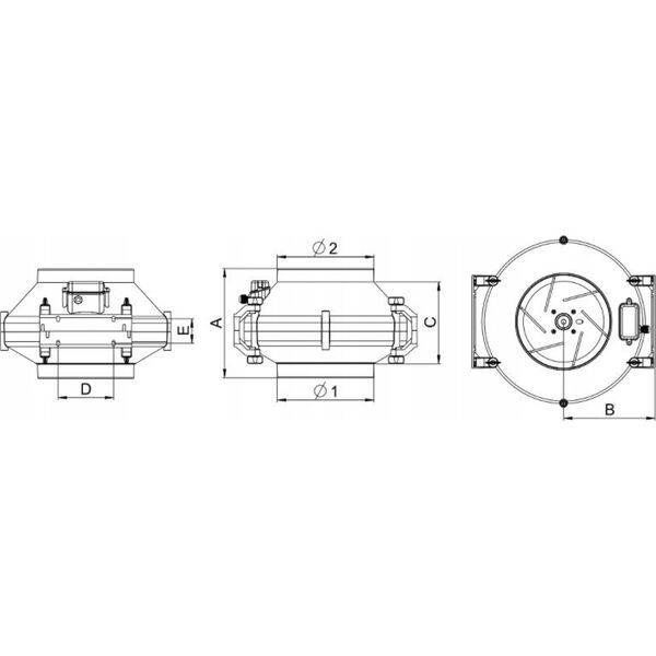AWENTA Wentylator promieniowy kanałowy Awenta WP150/160 fi150/160mm 565/640/770m3/h 112/115/120W 230V biały 13476900 5905033299467