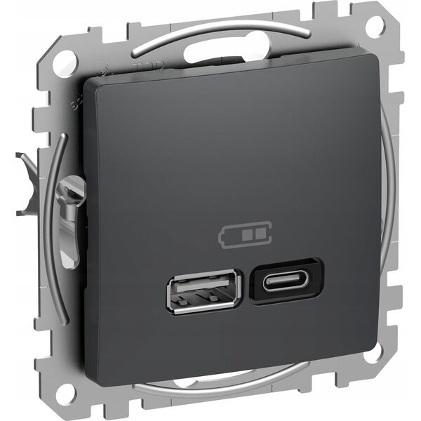 SCHNEIDERE Gniazdo ładowania USB Schneider Sedna Design SDD114404 A+C 45W PD czarny antracyt 13484852 3606482079038