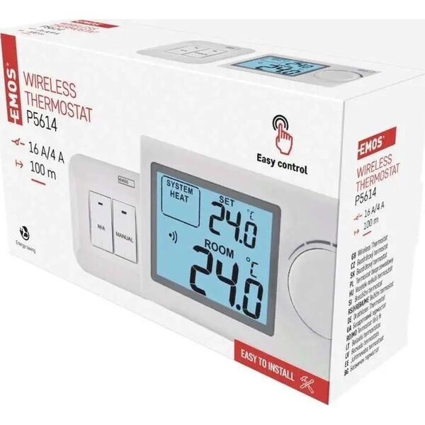 Emos Termostat bezprzewodowy Emos P5614 odbiornik 230V do systemu ogrzewania/chłodzenia biały 13491437 8592920064016