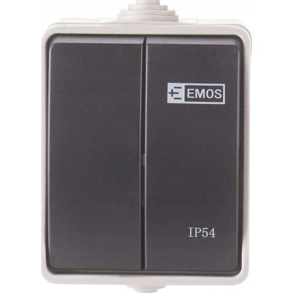 Emos Wyłącznik natynkowy Emos A1398.1 2P IP54 szaro-czarny 13491565 8592920030875