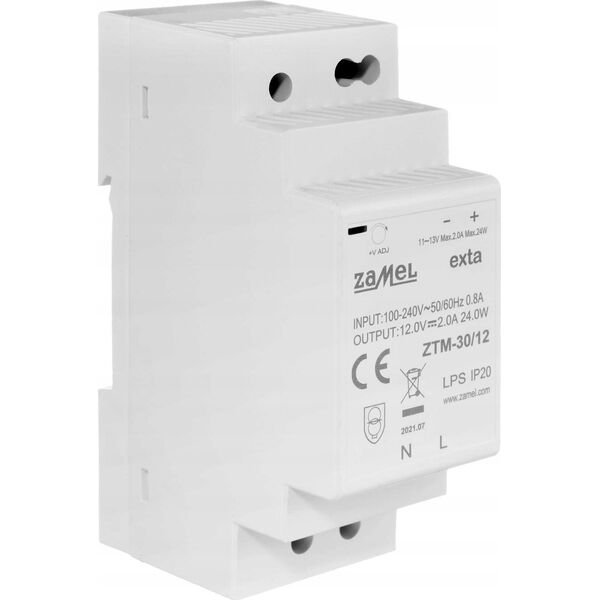 Zamel Zasilacz impulsowy montowany na szynie TH-35 (DIN) , 30W, 12V DC typ: ZTM-30/12 EXT10000281 13492513 5903669479024