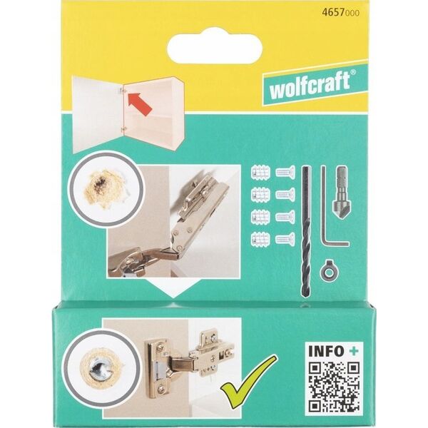 Wolfcraft Zestaw naprawczy do zawiasów puszkowych, po stronie korpusu, Wolfcraft 13493306 4006885465701