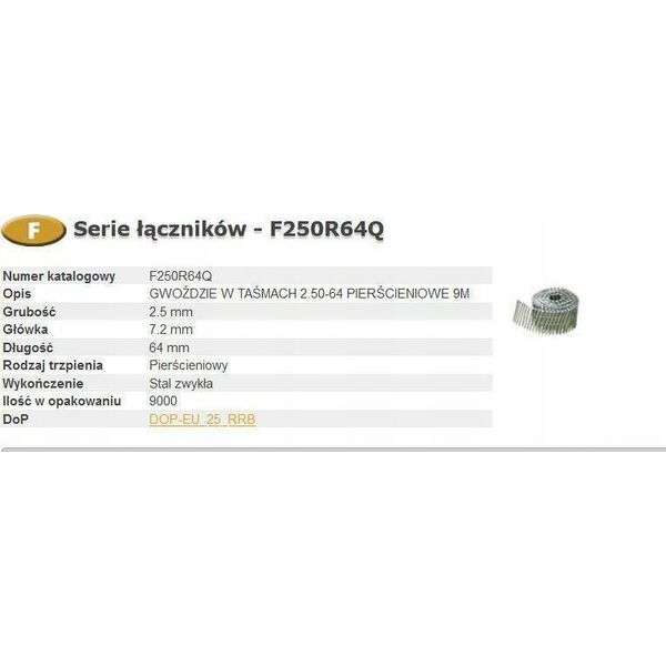 Bostitch BOSTITCH GWOŹDZIE F 13494111 5902013957577