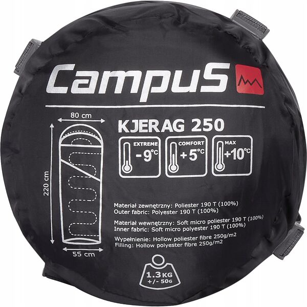 Campus Campus Kjerag 250 Right Sleeping Bag CUP702123200 Czarne One size 13497785 5904310985895