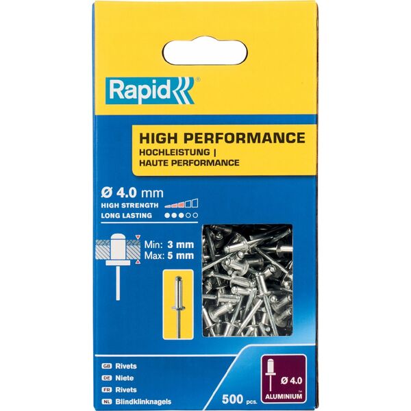 Zszywacz Rapid nity wzmocnione o4 8mm alu 500pcs box 13516081 4051661035166