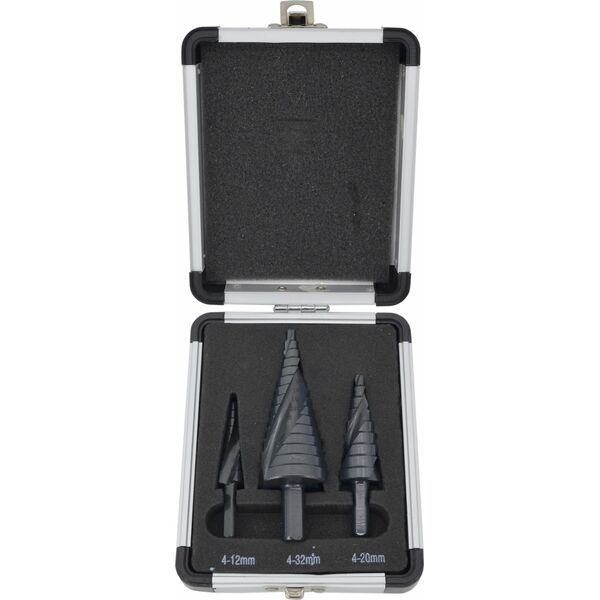 Wiertło AWTools AW WIERTŁO STOPNIOWE SPIRALNE KPL. 3szt./ 4-12 4-20 4-39mm/ AICrN/ CZARNE/ ETUI PLASTIK. 13520296 5903678616229